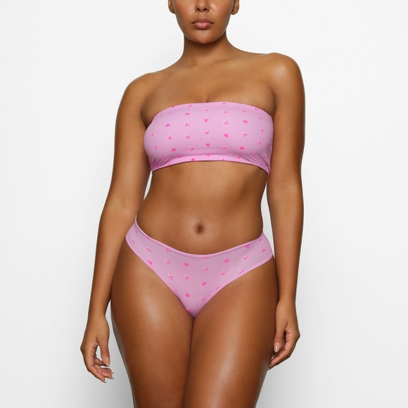 SKIMS Other - SKIMS Petal Print 2 Piece New Color Bandeau Bra Thong Set NWT Valentines Day
